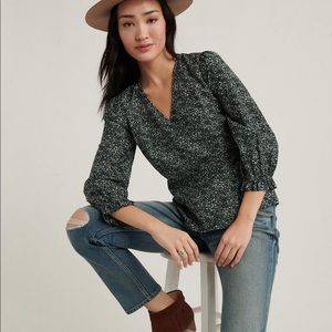 Lucky Brand Printed Amelia Wrap Top, medium, green floral print